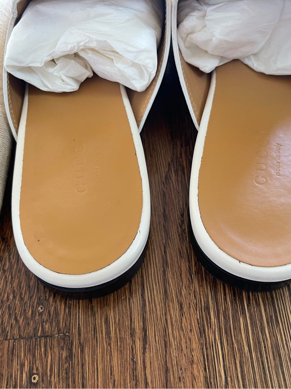 Gucci White Leather Horsebit Mules - Picture 5 of 7